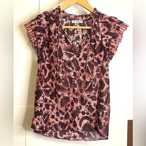 Ulla Johnson Women’s Size 4 “Dira” Silk Blend Ruffle Sleeve Top in Bordeaux